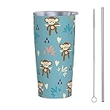 Dujiea 20oz Tumbler With Lid And Straw, Monkey
