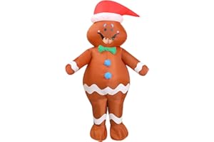 FWV Gingerbread Costume Kids,Ages 9-12 Inflatable Christmas Costumes,Blow up Xmas Ginger bread man (Height:4.27–4.92 Feet)