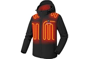 Venustas Men's Heated Jacket with Battery Pack, Windproof Electric Insulated Heated Coat with Detachable Hood