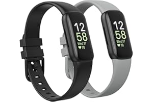 DR.SEPT 2 Pack Waterproof Bands Compatible with Fitbit inspire 3 Bands for Women Men, Classic Soft Sports Replacement Wristbands for Women Men