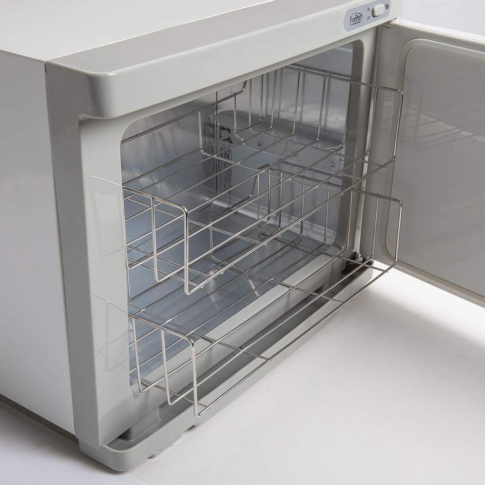 ForPro Premium Hot Towel Warmer, UV Sterilization, Allows for Mask Sterilization, Extra Large Capacity, Two Stainless Steel Racks: Beauty
