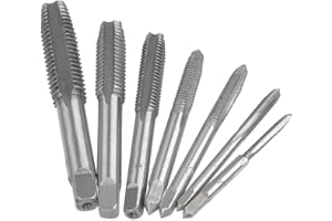 Fixinus 7 Piece Metric Thread Tap Set, HSS Tapping Tool Set M3 M4 M5 M6 M8 M10 M12 Hand Tap Set