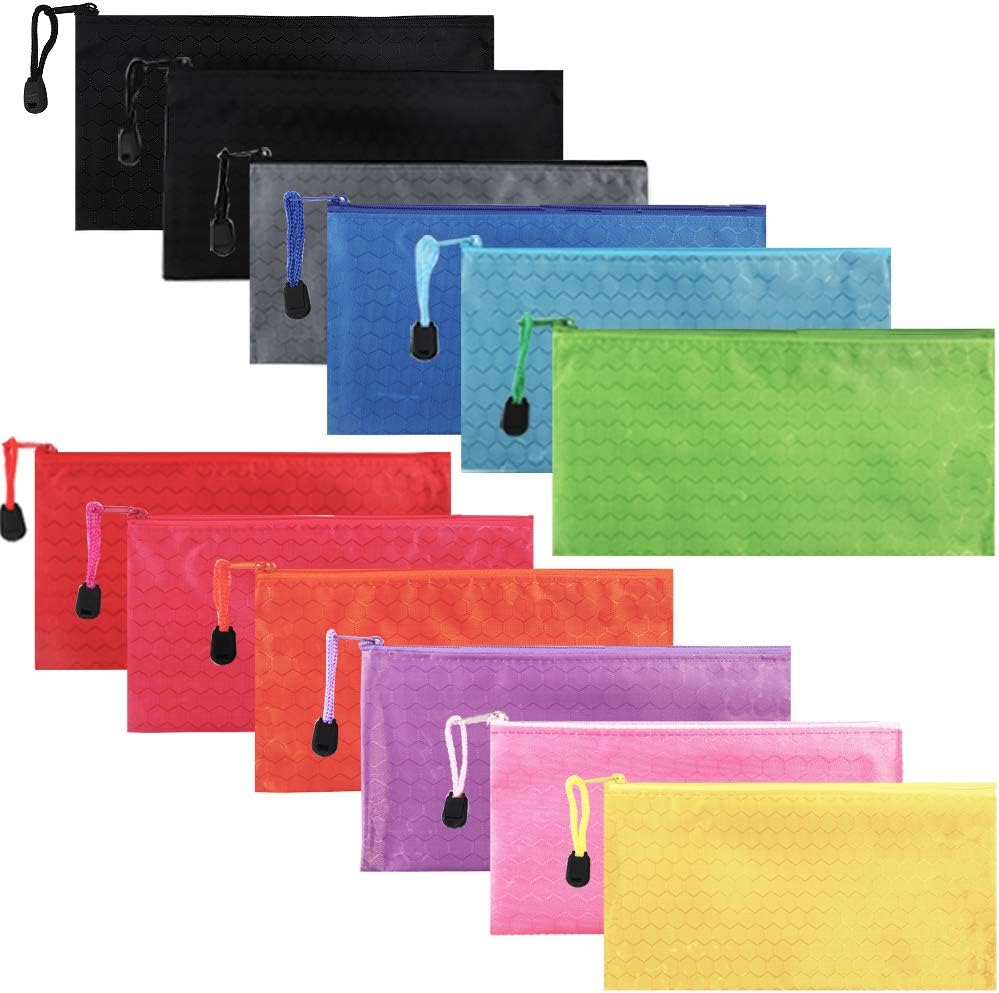 EOOUT 24pcs Zipper Pencil Pouch, Waterproof Zipper File Bag Pen Case, for Office Supplies, Travel Accessories and Cosmetics, 12 Colors : Office Products