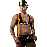 Pfylinqo Men's Fireman Cosplay Sexy Lingerie Set Sexy Role Play Firefighter Uniform Bar Stage Performance party