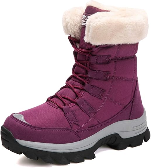 Lazzy Womens Tall Hiking Boots Waterproof Winter Snowmobile Boots