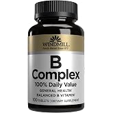 Windmill Natural Vitamins B Complex (100% Daily Value), Boost Energy Production and Promote Metabolism, 100 Tablets, 100 Servings
