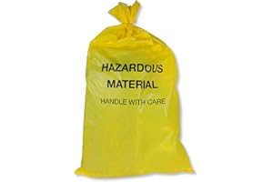 10-Gallon Hazardous Waste Bags (24 pack, Yellow) w/Twist Ties – 17” Wide x 30” Tall, 4 mil Thickness – Pack of 24! Made in th