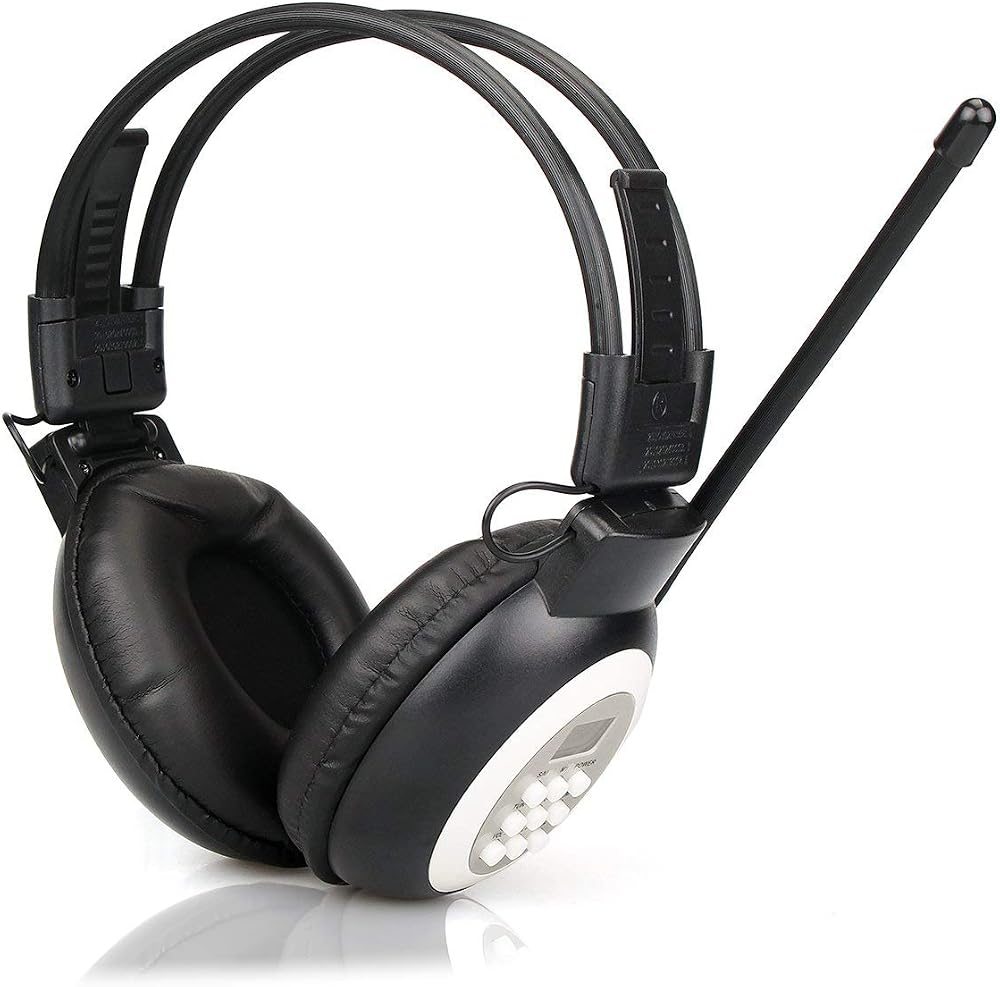 Retekess TR101 Portable Radio with Headphones FM AUX Foldable Black White