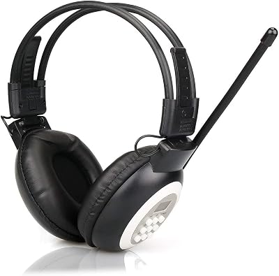 Retekess TR101 Portable Radio with Headphones FM AUX Foldable Black White