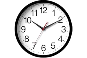 Rohioue Wall Clock Modern 8 Inch Battery Operated Silent Non Ticking Small Analog Clock for Living Room Office Home Bedroom Kitchen Bathroom(Black)