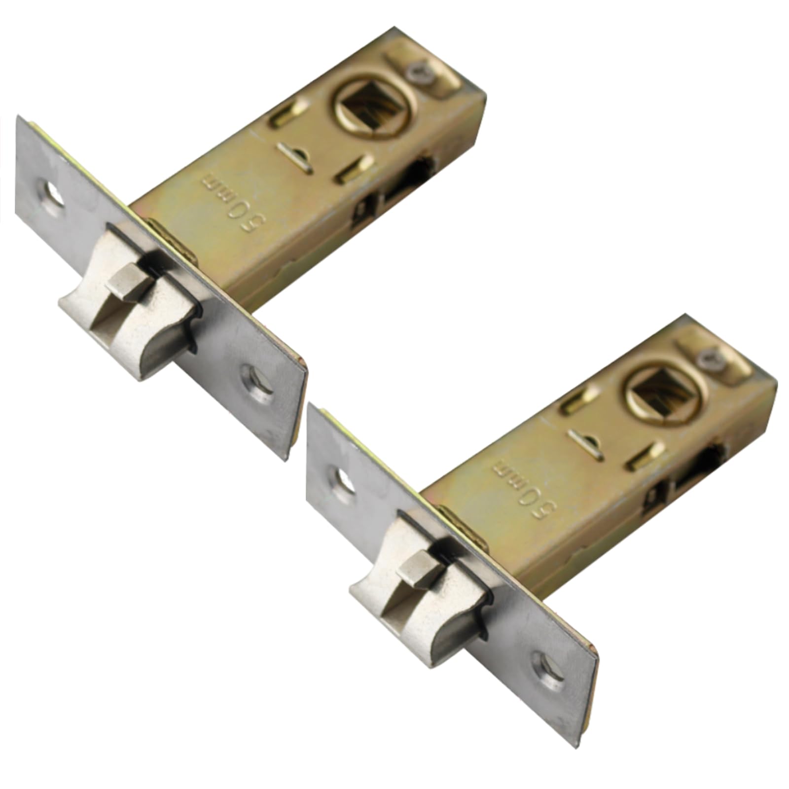 MACHSWON 2 Pcs 50mm Forked Tubular Mortice Latch Stainless Steel Door Latch Sprung Lever Door Handles
