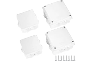 QIWUHAI 4 Pcs Junction Boxes IP65/IP55 Waterproof, White ABS Plastic Dustproof Electrical Project Enclosure Boxes, Universal Outdoor Electrical Boxes Cable Connectors for Electronics Cables, 2 Sizes