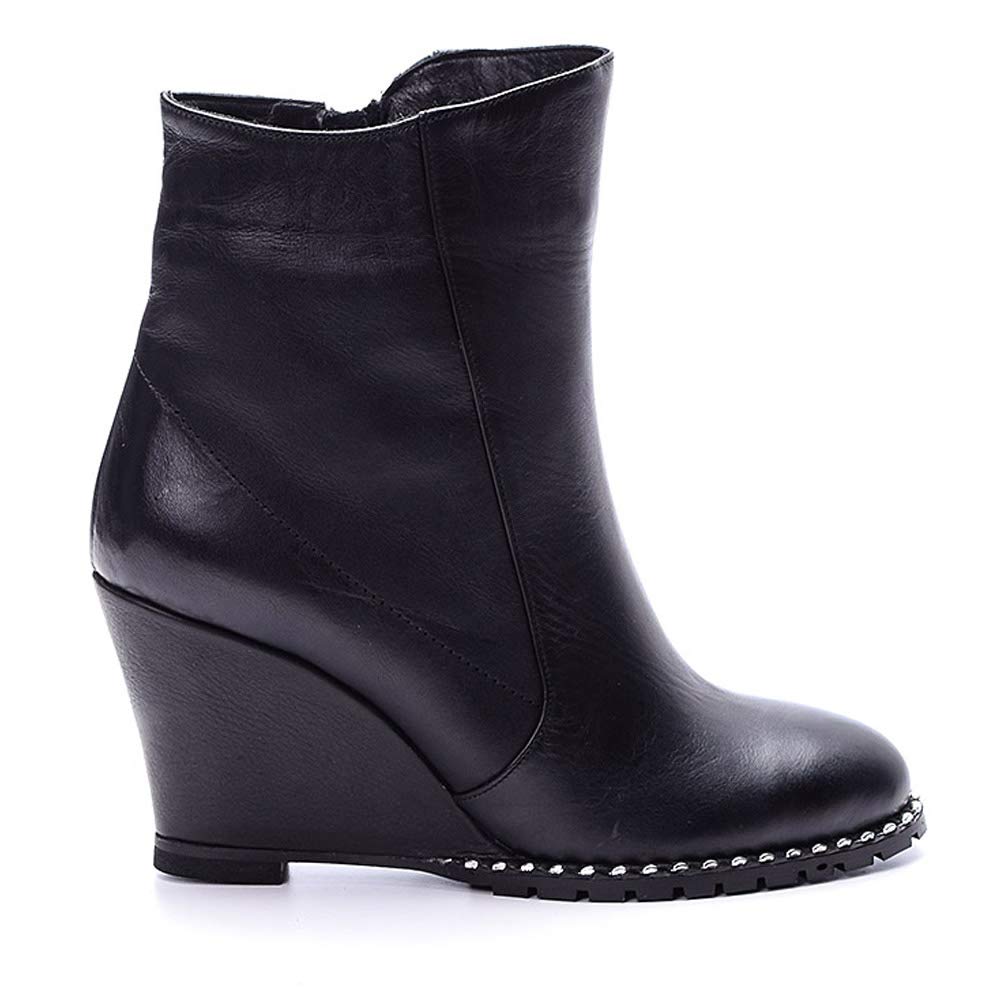 black wedge heel booties