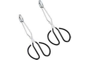 Scissor Tongs for Cooking Heavy Duty Stainless Steel with Comfortable Plastic Handle 10-Inch (Black)
