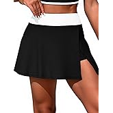 ZRTAK Women's High Waisted Swim Skirt Tummy Control Swimsuit Skirt Bathing Suit Bottoms for Women Tankini Swim Skort