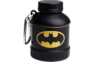 Smartshake Justice League Whey2Go Batman Protein Powder Storage Container 50g – BPA Free Shaker Bottle Funnel for Whey Protein Powder - 110ml, DC Comics Batman