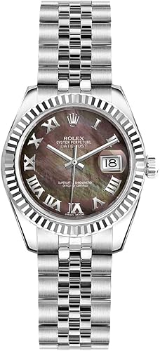 Women's Rolex Lady-Datejust 26 Watch Dark Mother of Pearl Roman Numeral Dial (Ref: 179174)
