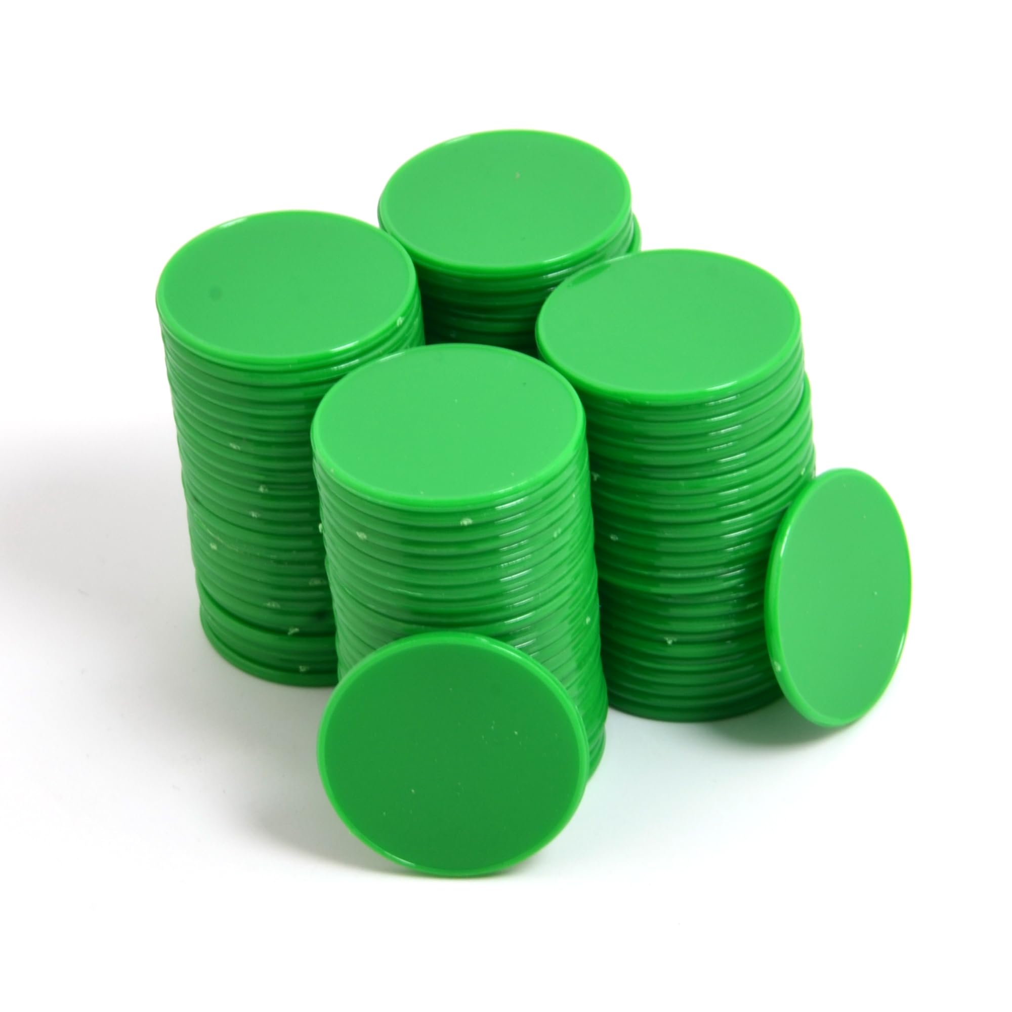 Smartdealspro 32mm Opaque Plastic Learning Counters Mini Poker Chips Games Tokens with Storage Box (Flat, 100pcs, Dark Green)