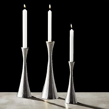 Kraftyhome Candle Holder - Set of 3 | Hourglass Candle Holders in raw Finish | Aluminium Candle Holders - S/3