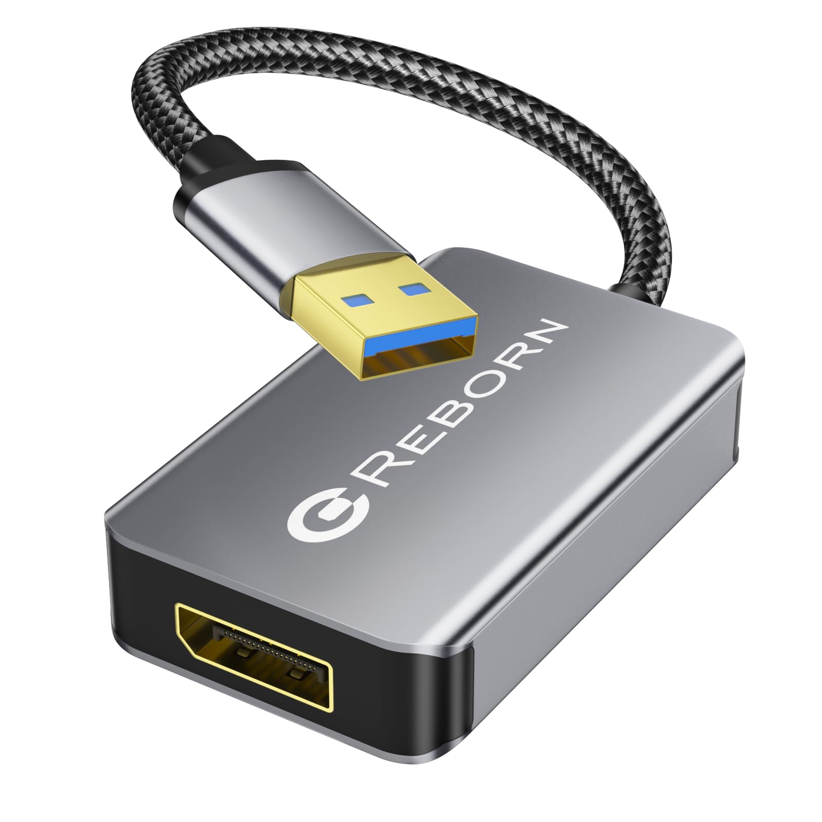 Photo 1 of Reborn USB 3.0 to DisplayPort Adapter, 1080P@60Hz USB 3.0 Male to DisplayPort Female Multi-Display Cable Converter Suitable for MAC OS, Windows 7/8/10/11