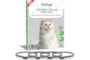 TriOak Calming Collar for Cats: 4 Pack Cat Calming Collar - Premium Calming Cat Collar - Cat Pheromone Collar - Pheromone Collar for Cats - Efficient Relieve Anxiety Stress (4 Pack Gray)