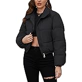 Arssm Women Cropped Puffer Jacket Short Puffy Jacket Crop Warm Winter Coats with Pockets