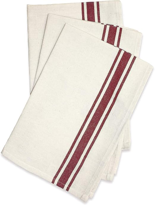 Amazon Com Aunt Martha S 3 Pack Retro Maroon Striped Dish Towels