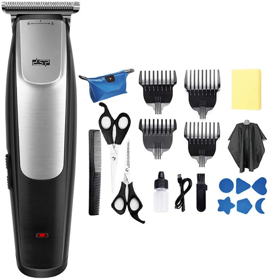 Chiconon Adult Hair Clippers Cordless Haircut Kit Rechargeable Hair Trimmer Haircut Grooming kit with 4 Combs & Hairdressing Cape & Carrying Bag Waterproof Haircut Barber Trimmer Kit Silver