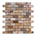 1x2 Scabos HONED and Unfilled Travertine Brick Mosaic Tile - Box of 5 Sheets