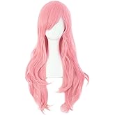 MapofBeauty 28" 70cm Long Curly Hair Ends Costume Cosplay Wig (Pink)