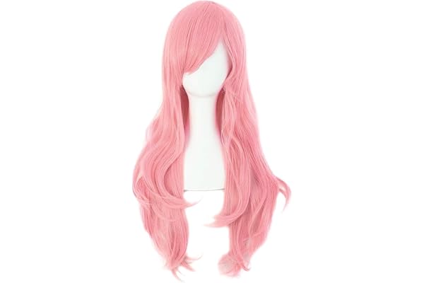 MapofBeauty 28" 70cm Long Curly Hair Ends Costume Cosplay Wig (Pink)