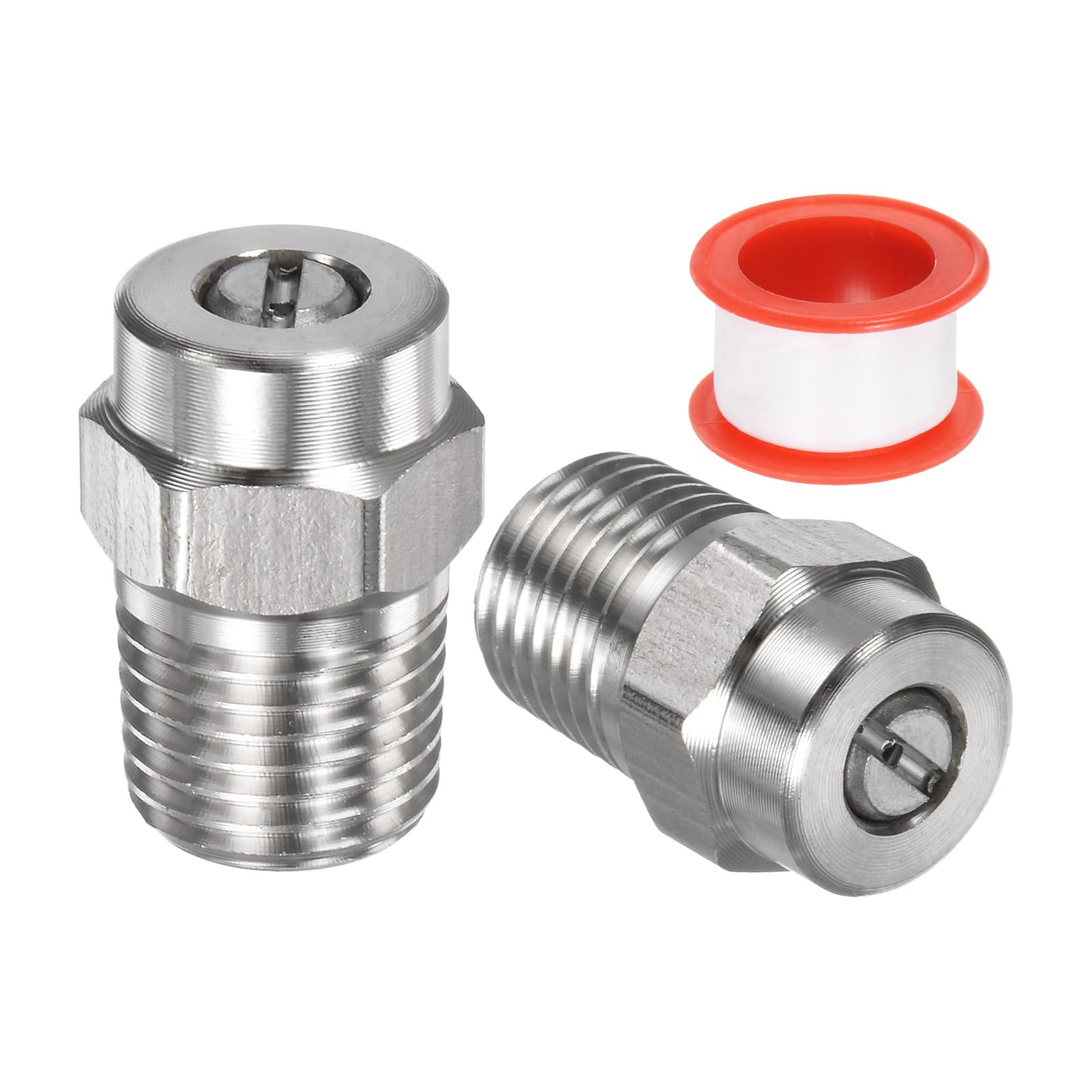 M METERXITY 2 Pack Surface Clean Tips - 15 Degree 1/4" NPT Male #15030 Pressure Washer Nozzles Cleaner Nozzle Replacement, Stainless Steel with Sealing Tape for Water Guns (1.07mm Orifice)