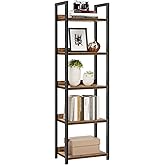 NUMENN Narrow Bookshelf, 5 Tier Bookshelves, Home Office Bookcase Shelf Storage Organizer, Free Standing Storage Shelving Unit for Bedroom, Living Room and Home Office, Vintage