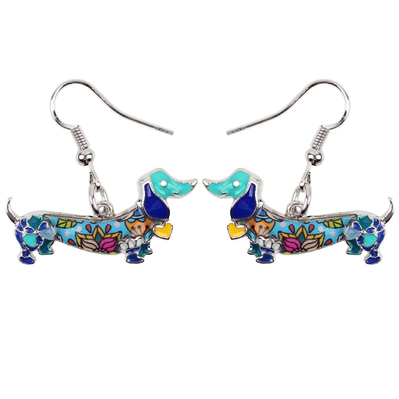 NEWEI Enamel Alloy Dachshund Dog Earrings Dangle Drop Fashion Cute Dog Jewelry for Women Girls Gift Charms (Blue) โ image 1