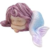 LSHCX Resin Sleeping Little Mermaid Statue for Miniature Fairy Garden and Aquarium Decorations