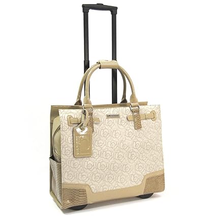 Cabrelli Paulina Peony 15 Inch Laptop Bag On Wheels Briefcase, Nude