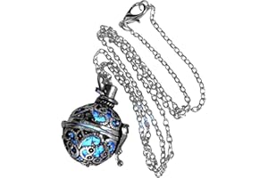 UMBRELLALABORATORY Steampunk FIRE Necklace - Pendant Glow Locket - Great Gifts for women, Mother, Father, cute magical Jewelry