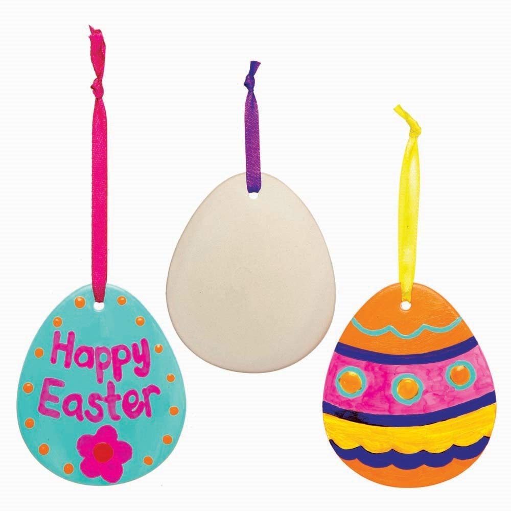 Baker Ross Easter Egg Ceramic Decorations - Box of 5, Easter Crafts for Kids (AX747)