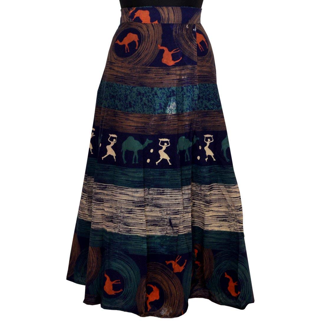 jwf wrap-around long skirt with printed patch-work