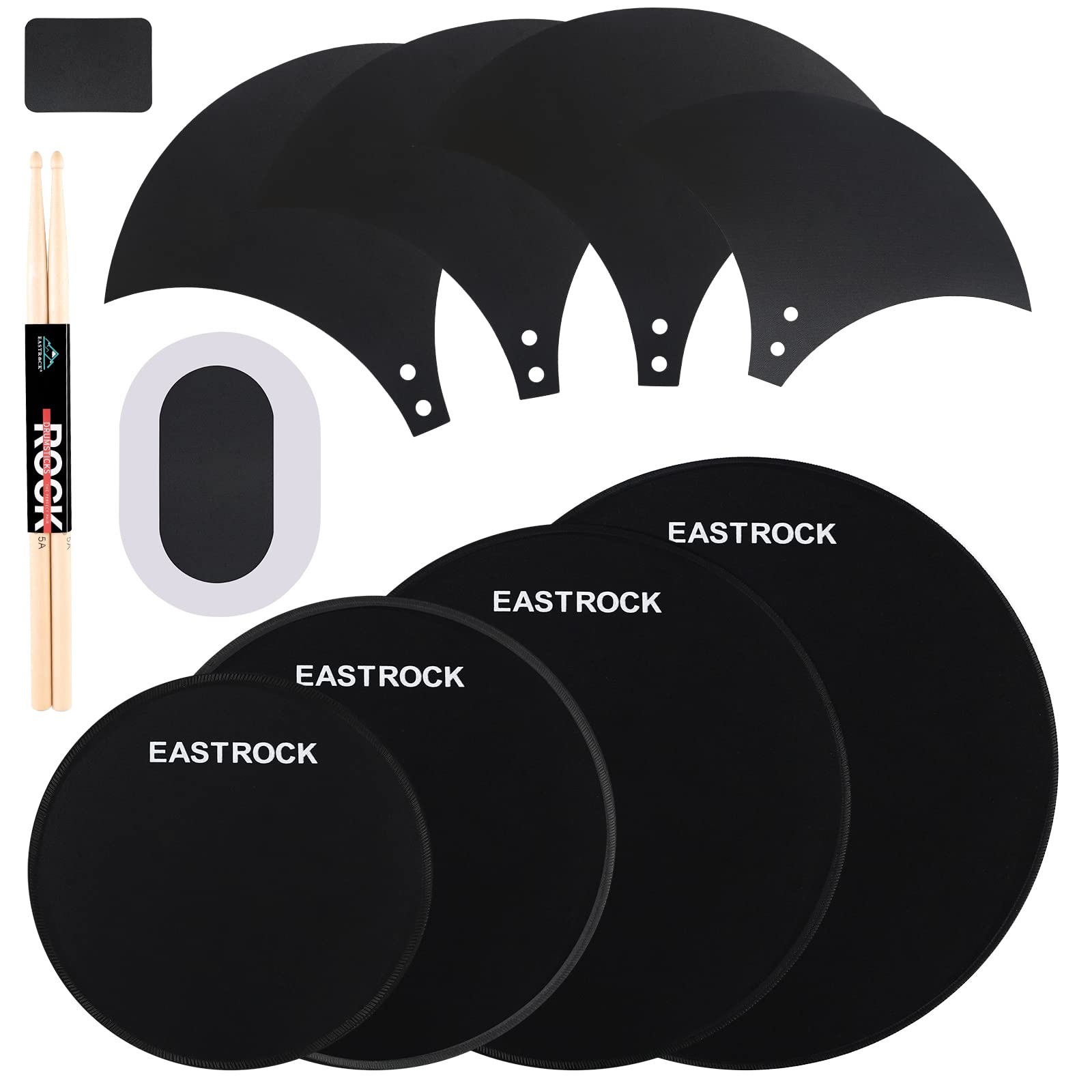 Photo 1 of EASTROCK Drum Mute Pads Set 11 Pieces With Cymbal Pad + Hi hats Set Pad, Foam Drum Silencer Pads, Fit 10”, 12”, 14”, 16" (Drum Mute Pad Pack)
