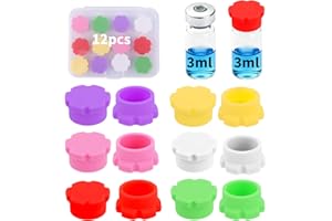 12pcs 3ml Glass Vial Protective Caps, 6 Color Leak-Proof & Dust-Resistant Protector Lids Cover Caps for Injection Vials Liqui