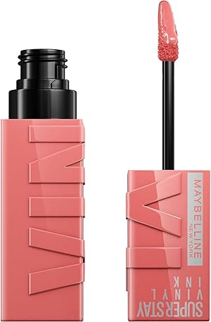 Maybelline New York flüssiger Lippenstift, Liquid Lipstick mit 16 Stunden Halt und glänzendem Finish, Super Stay Vinyl Ink, Nr. 100 Charmed, 4,2 ml