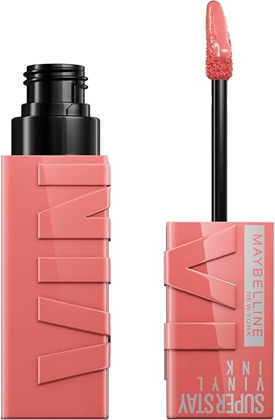 Maybelline New York flüssiger Lippenstift, Liquid Lipstick mit 16 Stunden Halt und glänzendem Finish, Super Stay Vinyl Ink, Nr. 100 Charmed, 4,2 ml