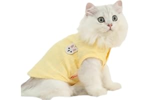 JATMIRA Cute Cat Apparel Breathable Adorable Kitten T-Shirt No Sleeves Relief All Season Cats Clothes for Cats Only Female Cat Clothes for Kitten (X-Large, Yellow)