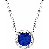 Dazzlingrock Collection Round 6mm Gemstone & Diamond Womens Halo Pendant (Silver Chain Included), 14K Solid Rose Gold