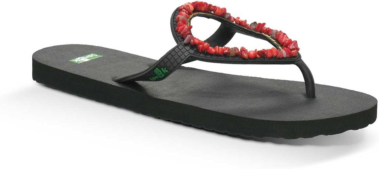 red sanuk flip flops