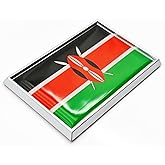 Perdecor Kenya Flag Sticker Emblem Kenyan Decal Car Chrome Flags, 2 Pack, 3 x 2 inches