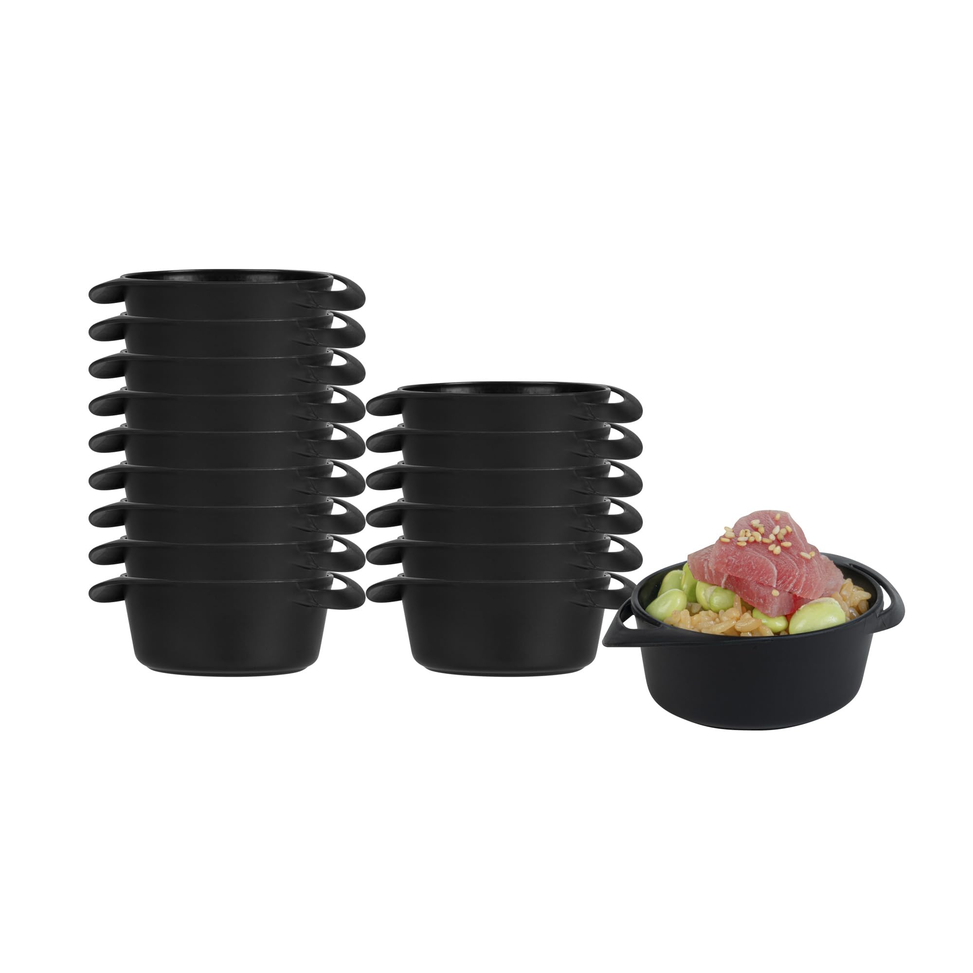 Infinity Pot - Mini Infinity Pot - Small Serving Pot for Appetizers, Desserts and More - 2.5 oz - Premium Plastic - Black - 100ct Box - Restaurantware