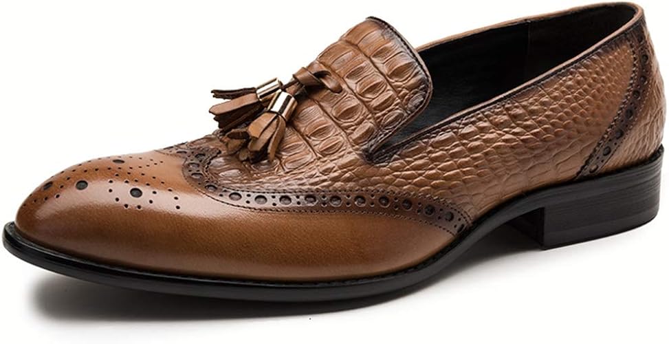 Amazon Wewin タッセルローファー メンズ スリッポン ビジネスシューズ 本革 ウイングチップ 型押し 革靴 紳士靴 ドライビング ファッション ビジネスシューズ