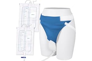 OPSTRA YEE Wearable Urine Collector with 1000ml & 2000ml Urine Collection Bags 1.2M Catheter and Dual Capacity Bags, Includes Breathable Cotton Pants Leak Proof Anti Reflux for Men Blue